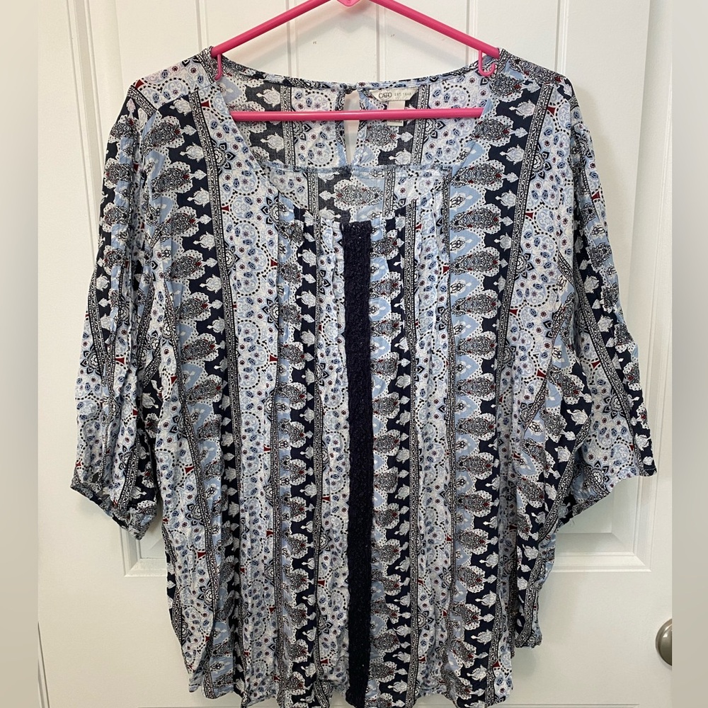 Cato blue patterned blouse. Size 22/24W.